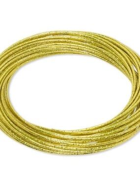 Womens Stainless Steel Yellow Interlocking Bangle Bracelet